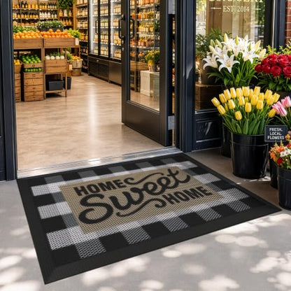 LUMI Outside Welcome Door Mat 24x36, Non-Slip Durable Rubber Easy Clean - color: Sweet Home, size: 24"x36"