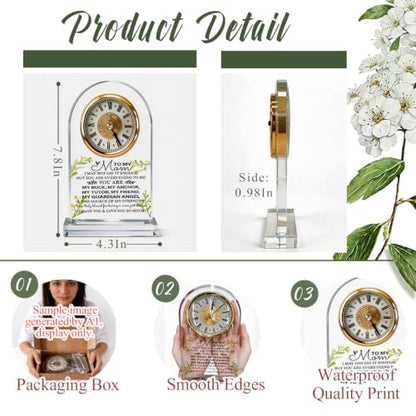 WKYAER Acrylic Desk Clock for Mom, Sentimental Keepsake with Heartfelt Message, My Rock, My Guardian Angel, Family Appreciation Gift, Mother's Day Birthday Gifts, 4.3 x 7.8 in - color: Gift 09