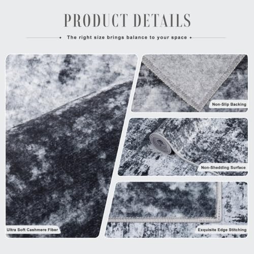 Area Rug Living Room: 3x5 Modern Washable Indoor Carpet Black - color: Black, size: 3' x 5' (Rectangular)