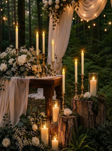 GenSwin Flameless Taper Candles LED Battery Operated Remote Timer Ivory - color: Ivory