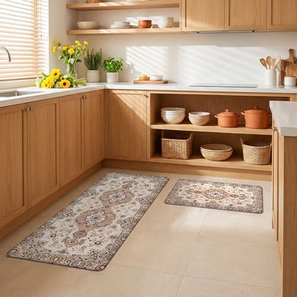 Kitchen Rugs for Floor 2 Pcs Memory Foam Padded Anti Fatigue Kitchen Mat - color: Bohemia