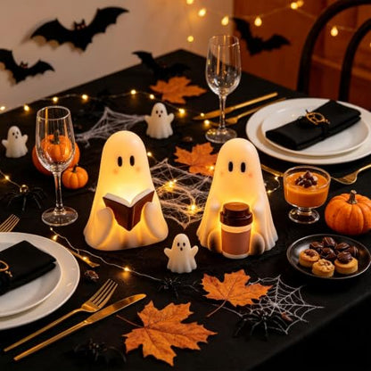 Wondise Cute Ghost Halloween Flameless Candles with 6hrs Timer - color: 3-Ghost