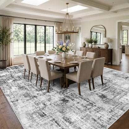 12x15 Area Rugs for Living Room: Large Washable Stain-Resistant Rug Black - color: Black, size: 12' x 15' (Rectangular)