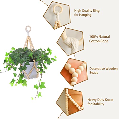 Artilady Beaded Plant Hanger, Macrame Hanging Planter for Indoor Plants - color: Burlywood Color