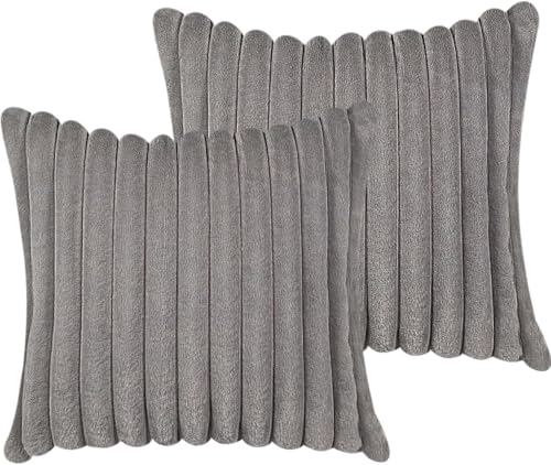 COTEY 16x16 Decorative Faux Fur Throw Pillow Covers Set of 2- Dark Gray - color: Dark Gray, size: 16" x 16" (Pack of 2)
