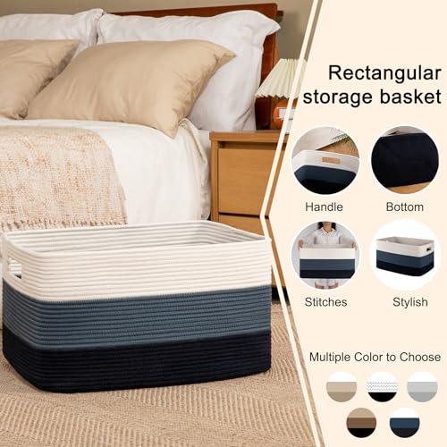 OIAHOMY Blanket Basket Laundry Basket Dog Toy Basket 108L Gradient Blue - color: Gradient Blue, size: 25”x16”x16”