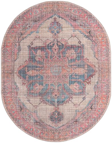 Rugs.com Nostalgia Collection Washable Rug – 7' 10 x 10' Oval Antique Beige Flatweave Rug Perfect for Living Rooms, Large Dining Rooms, Open Floorplans - size: 7'10" x 10' (Oval)