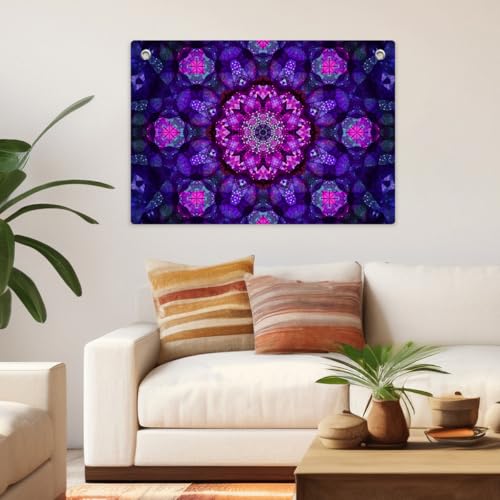 Purple Crystal Mandala Tapestry Banner Flag 28.5 x 20 Inch - color: Multi 0667