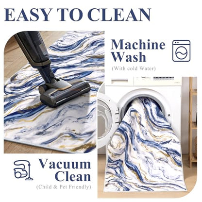 Yamaziot 3x5 Washable Modern Abstract Area Rug Non-Slip Entryway Rug - color: Blue, size: 3x5ft