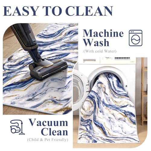 Yamaziot 2x8 Washable Modern Abstract Runner Rug Non-Slip for Hallways - color: Blue, size: 2x8ft
