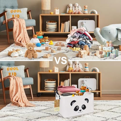 Rectangle Foldable Storage Basket Handles For Home, Panda - color: Rectangle Panda
