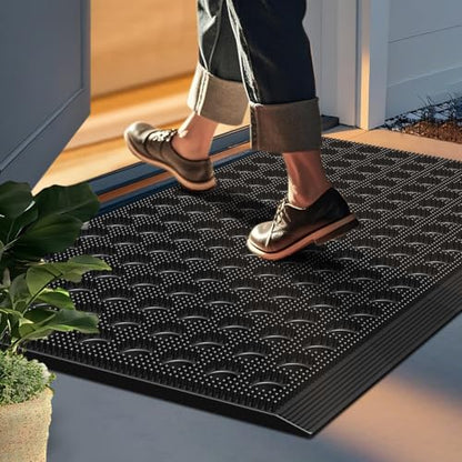 Mibao Front Door Mat, 17" X 29.5", Black, Heavy Duty Dirt Trapping - color: Black, size: 1'5" x 2'6" (Rectangular)