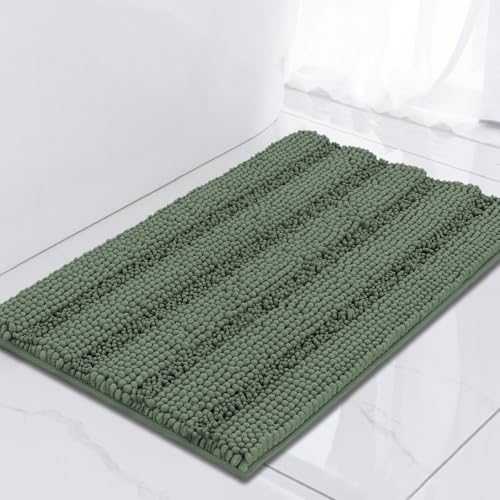 Turquoize Small Bathroom Rug 17x24, Absorbent Chenille Bath Rug, Green Bay - color: Green Bay, size: 17" x 24"