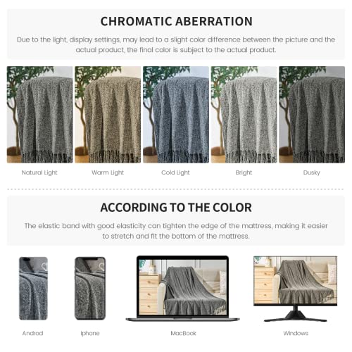 BOURINA Chenille Throw Blanket Knitted Outdoor Blanket,50x60Inch Dark Grey - color: Dark Grey, size: 50"×60"