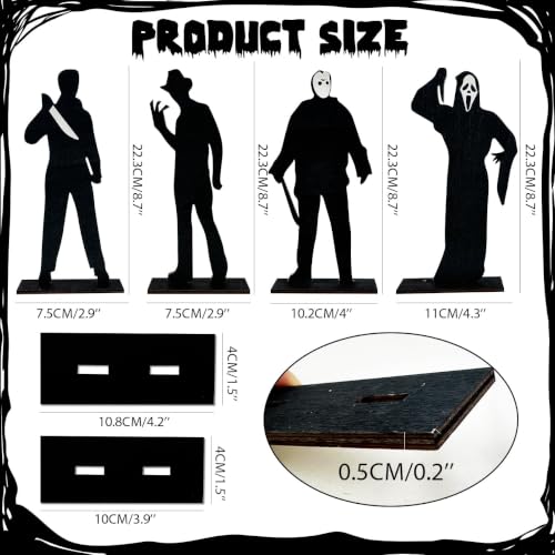 Halloween Decorations 4PCS Halloween Horror Movie Wooden Table Centerpieces