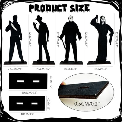 Halloween Decorations 4PCS Halloween Horror Movie Wooden Table Centerpieces