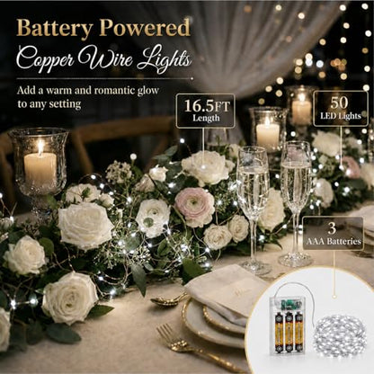 16FT 50LED Fairy Lights Battery Operated (Included), 2 Packs - color: White, size: 2 Pack - Batteries Included