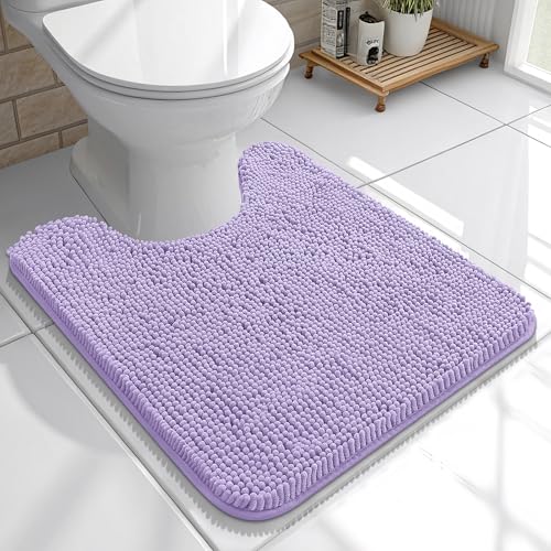 OLANLY Toilet Rugs U-Shaped 20x20, Soft Absorbent Chenille Contour Rugs - color: Lavender, size: 20" X 20" Contour Rug