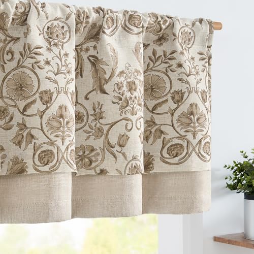 jinchan Linen Valance Kitchen Curtain 1 Panel 18 Inch Farmhouse Taupe - color: *Vintage Taupe, size: 50"W x 18"L (Pack of 1)