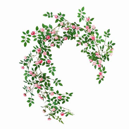 1X 6FT Fake Rose Garland, Flower Garland,Artificial Flower wild Rose Vine - color: Pink, size: 1
