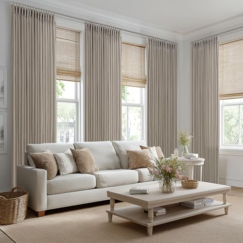 Burlywood Pinch Pleated Extra Long Semi Sheer Curtains 105 Inches Long 50W - color: Burlywood Birch, size: 50"W x 105"L (Pack of 2)