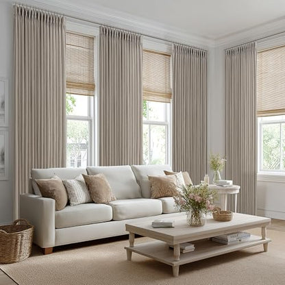 Burlywood Pinch Pleated Extra Long Semi Sheer Curtains 105 Inches Long 50W - color: Burlywood Birch, size: 50"W x 105"L (Pack of 2)