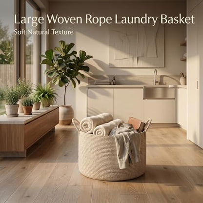 Extra Large Woven Throw Blanket Basket, 20 x 12 in, Natural Beige - color: Brown, size: Extra Large