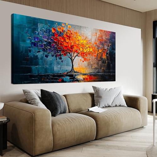 Canvas Wall Art Decor Tree of Life Wall Art Modern Wall Art Pictures for Living Room Colorful Wall Art Prints Canvas Art Wall Decor Large Artwork for Walls Kitchen Bedroom Office Decor 24" X 48" - color: QLS-R, size: 48"L x 24"W