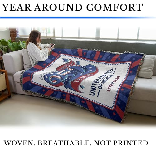 Pure Country Weavers America Celebrating 250 Blanket - Gift America 250th Anniversary Tapestry Throw Woven from Cotton - Made in The USA (72x54) - color: America Celebrating 250, size: 72x54