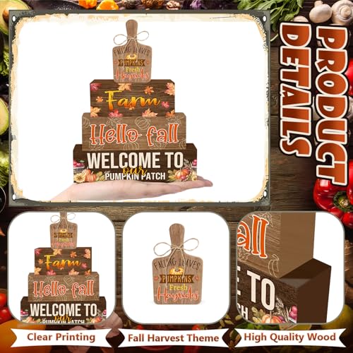 Britimes Fall Harvest Tiered Tray Decor Set, 4 Pack, Wooden - style: Fall Harvest