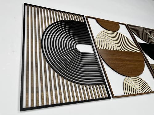 Mid Century Modern Wood Wall Art, Boho Wooden Wall Art for Home & Office, Abstract Wood Wall Decor in Midcentury Modern Style, Home Gift