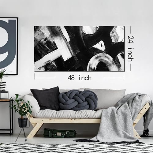 Ouzzlie Black Canvas Wall Art Abstract Prints Art for Office - color: white, size: 59"L x 29"W