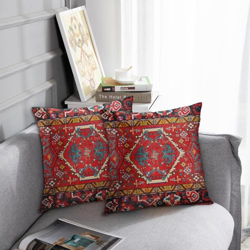 Britimes Throw Pillow Covers Set of 2, 20 x 20 Inch, Aztec Tribal Red - color: Ethnic Tribal 7, size: 20" x 20" (Pack of 2)