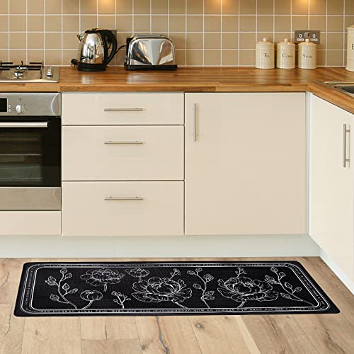 Kitchen Floor Mat Set of 2, Anti Fatigue Kitchen Mat 17"x59"+17"x29" - color: Black, size: 17"x59"+17"x29"