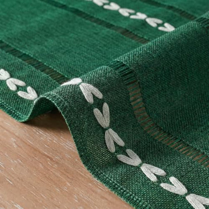 Artoid Mode Green Rustic Cotton Linen Table Runner 13x36 Inch - color: Green, size: 13" x 36"