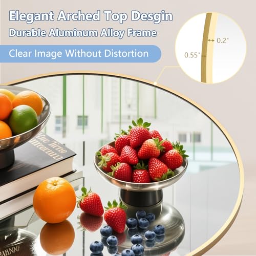 MirrMuse Oversized Arched Full Length Mirror with Stand, 82"X44", Gold - color: Gold-arch, size: 82"L x 44"W