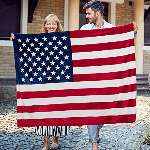 PAVILIA US Flag Patriotic Fleece Throw Blanket, American Home Gift, 50x60 - color: American Flag, size: 50 x 60 Inches - Throw