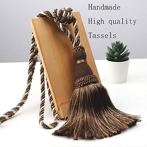 BEL AVENIR 2 Pack Curtain Tiebacks Tassel Drapery Tie-Backs Rope Holdbacks - color: Mix Coffee, size: 2 Pack