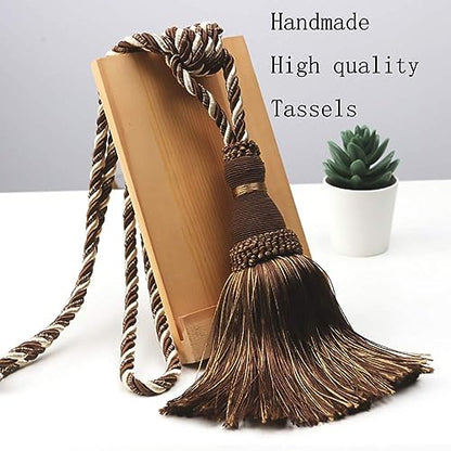 BEL AVENIR 2 Pack Curtain Tiebacks Tassel Drapery Tie-Backs Rope Holdbacks - color: Mix Coffee, size: 2 Pack