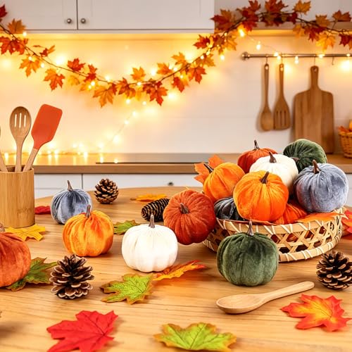Super Holiday 15PCS Fall Pumpkins for Indoor Autume Thanksgiving Home Decor