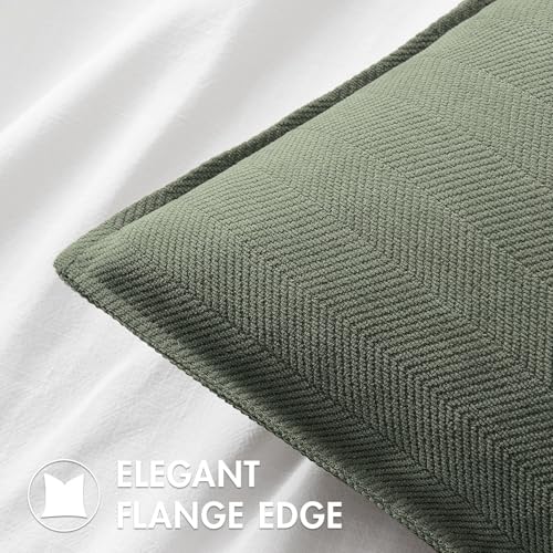 MIULEE Pack of 2 Army Green Euro Shams Chenille Pillow Covers 22x22 Inch - color: Army Green, size: 22" x 22" (Pack of 2)
