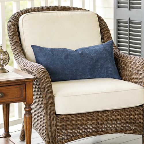Slow Cow Chenille Lumbar Throw Pillow Cover 12 x 24 Inches Navy Blue - color: D-chenille Navy Blue, size: 24" x 12" (Pack of 1)
