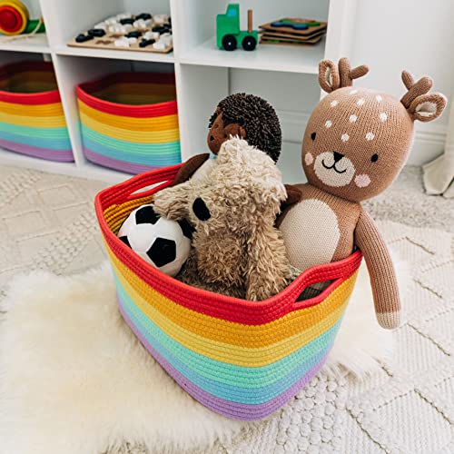OrganiHaus Rainbow Baskets for Shelves, Set of 3, 15x9x10 - color: Rainbow