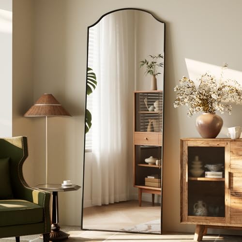 VooBang Wave Curved Top Arched Mirror Full Length, 65"x24" Floor Mirror - size: 65"L x 24"W
