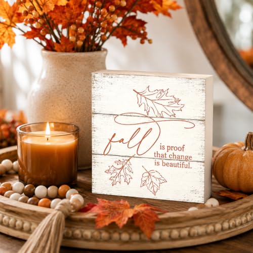 Fall is Proof That Change is Beautiful Sign | Minimal Leaf Wall Art - color: FALL27