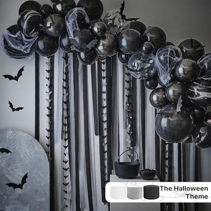 PartyWoo Black Crepe Paper Streamers 4pcs 328 FT Black Streamers - color: Black-9106