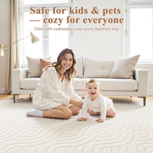 SHACOS 4x6 Soft Area Rugs Fluffy Carpet for Bedroom Living Room Beige - size: 4×6