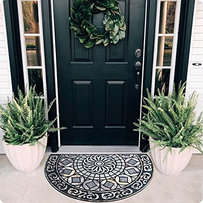 ubdyo Outdoor Rug for Patio, Door Mat Outside Entrance - Grey, 23" x 36" - color: XL Gray Round