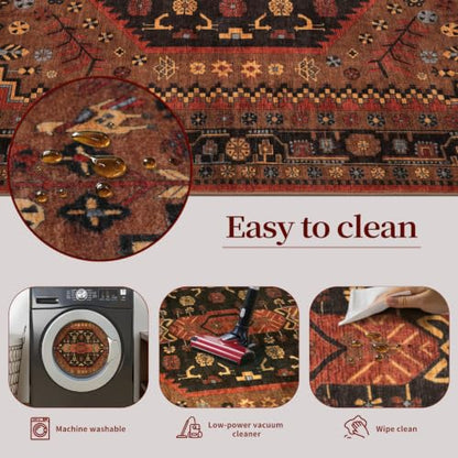 Ciicool 2x3ft Small Area Rug,Washable Boho Thin Mat for Entryway Kitchen - color: Red/Gold, size: 2' X 3' (Rectangular)