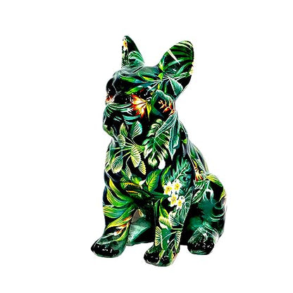 French Bulldog Statue Sculpture Sitting Graffiti Dog Home Decor Figurine - color: A3